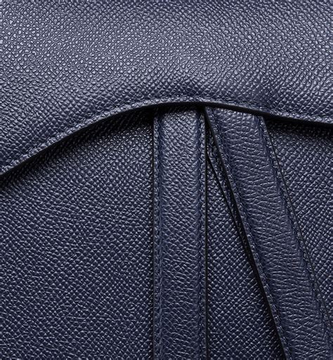 Saddle Bag with Strap Indigo Blue Grained Calfskin 